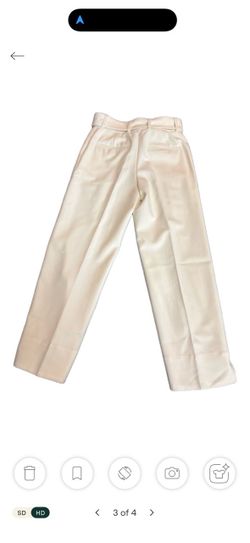 Cream High-Waist Wide-Leg Trousers