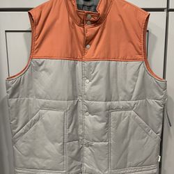 Pendleton Surf Vest Men's XL Gray Orange Full Snap Up Puffer Inside Pocket