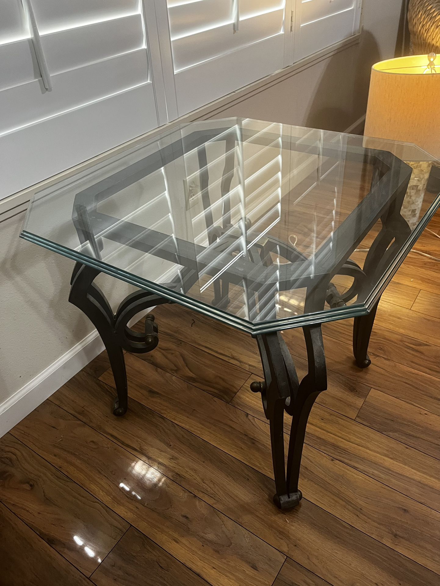 Glass End Table Art Deco Design 