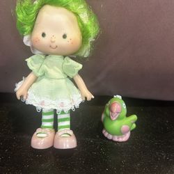 Vintage Strawberry Shortcake LIME CHIFFON w/ Parfait Parrot Doll 80’s