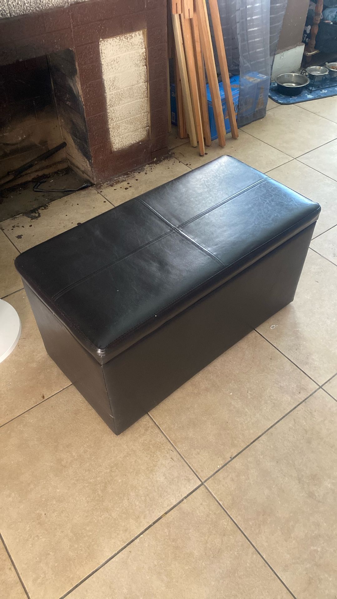 Black Leather Ottoman Storage