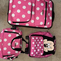 Minnie Mouse Girls Three Piece Luggage Set 