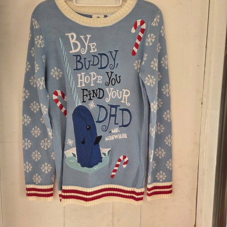 Medium Elf Narwal Christmas Sweater 
