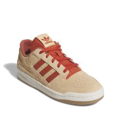 Adidas Forum Low CL shoes in the "Glow Orange/Preloved Red/Off White" colorway, featuring a leather upper with suede accents and a rubber sole size 6.