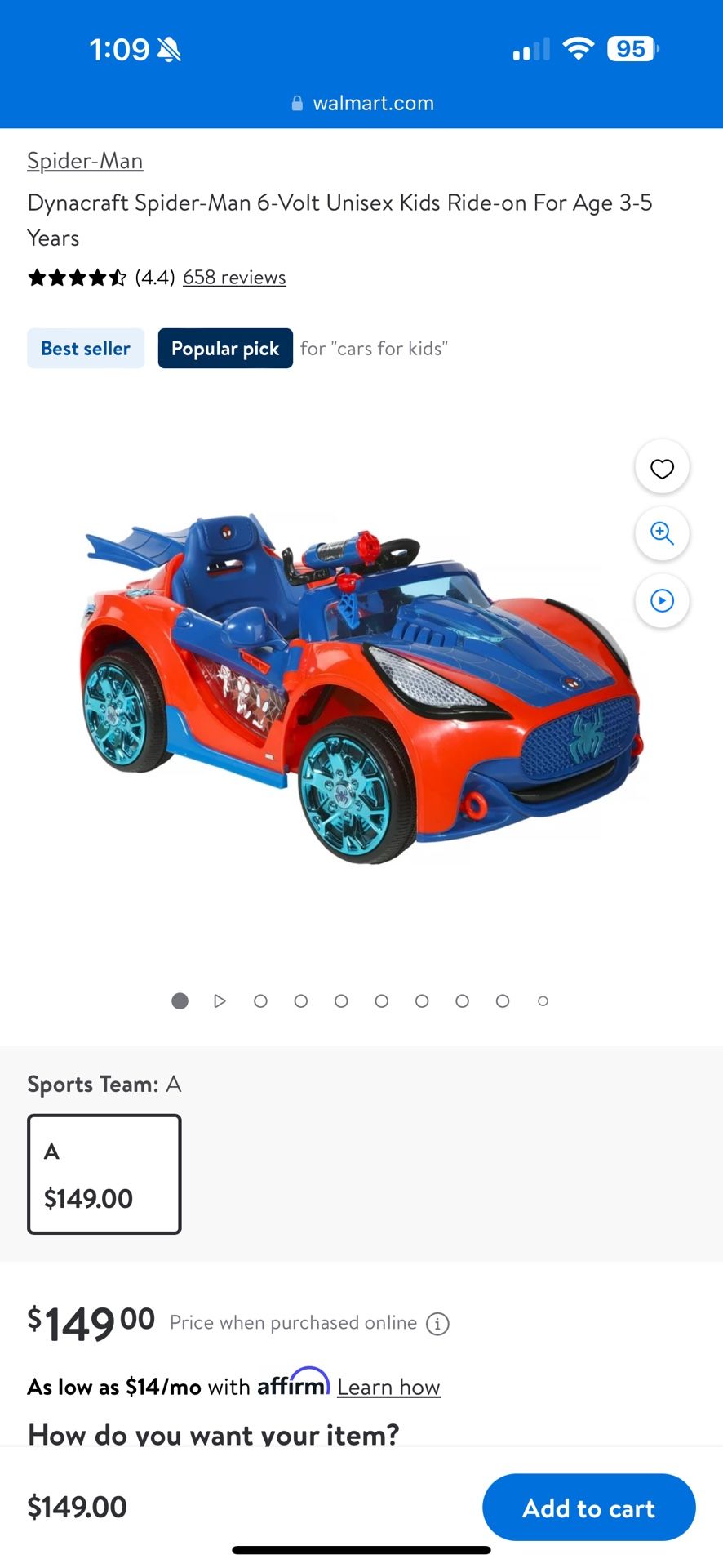 Dynacraft Spider-Man 6-Volt Unisex Kids Ride-on For Age 3-5 Years