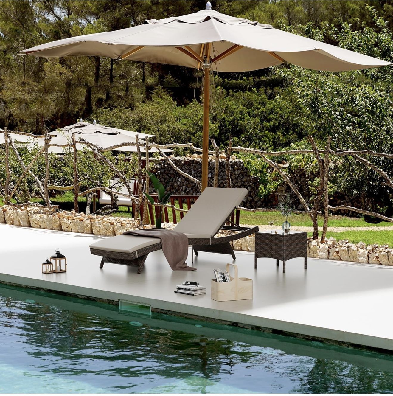 Pamapic Patio Chaise Lounge Set 2 Pieces, Patio Lounge Chair, Outdoor Pool Lounge Chair Set