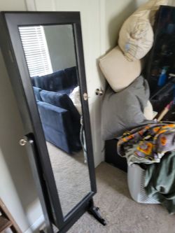 Jewelry Armoire with Full-Length Mirror