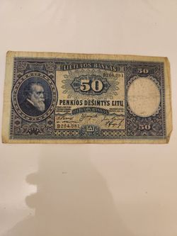 1928 Lithuania 50 Litu Banknote