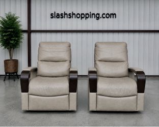 2-PACK Shayne Leather Power Recliner with Power Headrest
