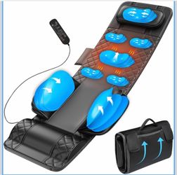 Full Body Massage Mat with Heat, 3D Stretching Back Massager Pad for Bed Sofa Floor, Lumbar & Neck Support, 4 Modes 3 Intensities 3 Heat Levels, Porta
