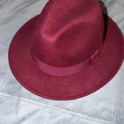 Burgandy Milani Cotton Fedora Hat