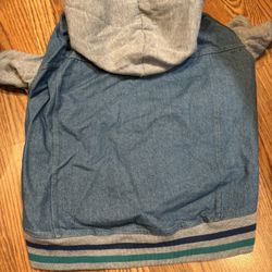 Dog denim jacket. Dog hoodie. Dog coat. Medium/large 