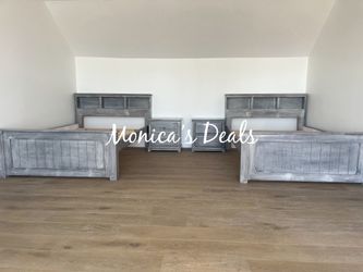 2 Full Solid Wood Bed Frames + Nightstands $980