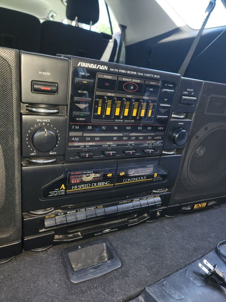 VINTAGE  5834BLK AM-FM Stereo Receiver Dual Cassette Decks 