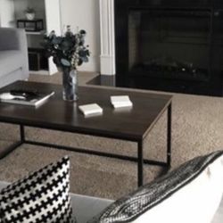 Wood and Black Iron Coffee Table