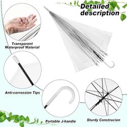Reginary 30 Pieces Wedding Umbrellas Bulk Auto Open Stick Umbrellas with White European J Hook Handle Windproof Large Canopy Umbrella #1430YT4