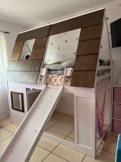 Twin house bunk bed