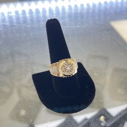 14k M’s Gold Ring With Diamonds Certified 