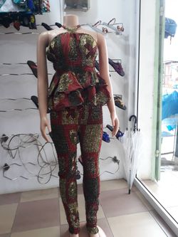 African print stretch pant and top - size 8 to 10