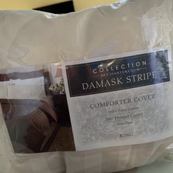 Charter club damask stripe comforter cover king size