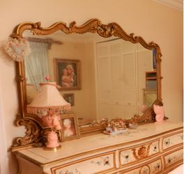Antique/Vintage French Large Carved Gold Finish Dresser Mirror