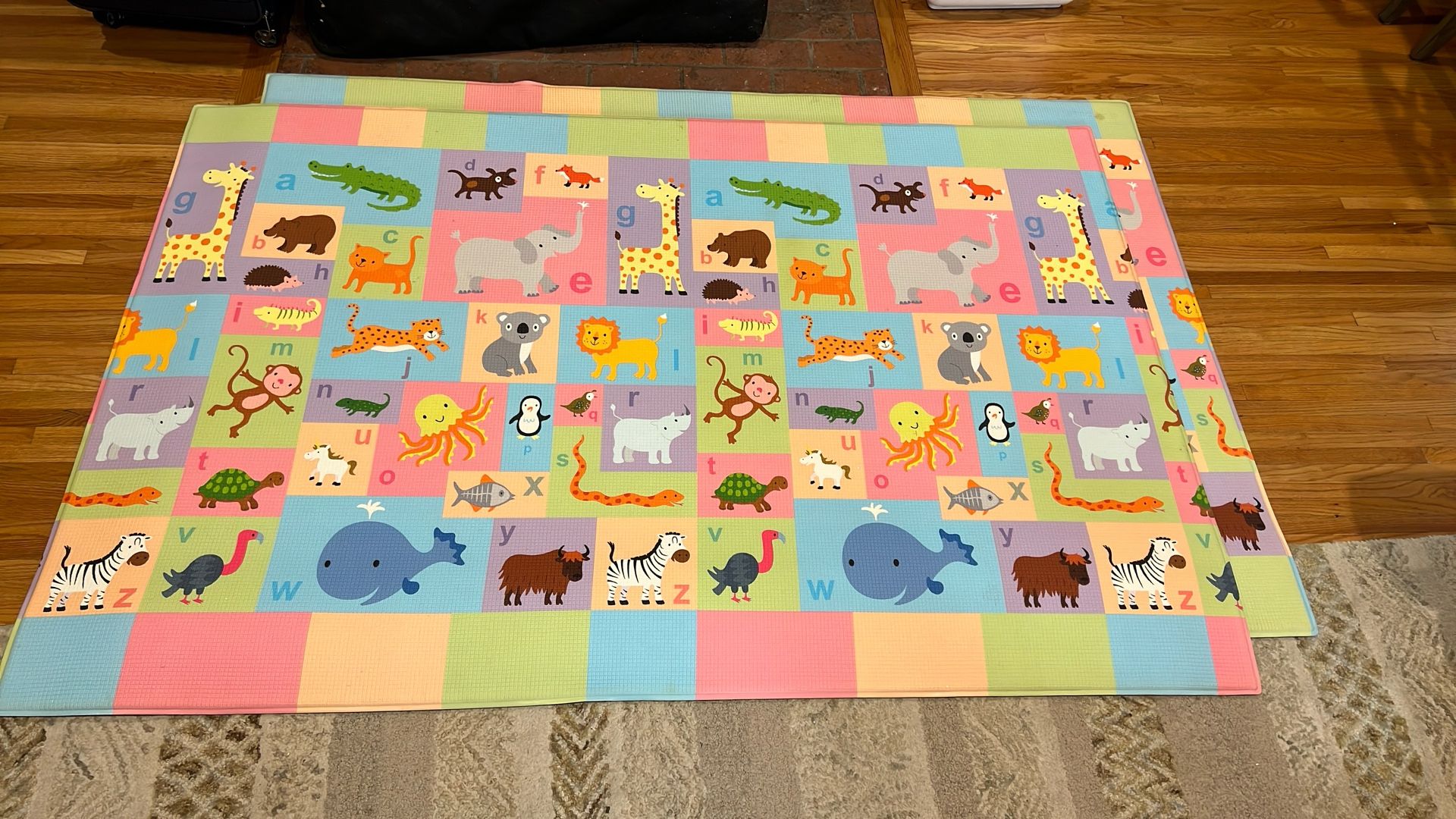 Two (2) Reversible Baby/Toddler Cushioned Playmats, Large 83” X 55”