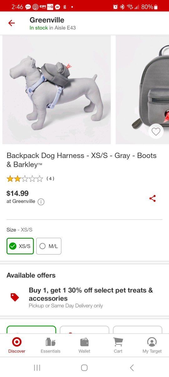 Boots And Barkley Xs/s Doggy Backpack