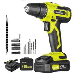  20V Cordless Drill Set, 3/8" Power Drill with 2 Variable Speed, 21+1 Torque Setting, LED, 43pcs Drill Bits, Impact Driver Kit for Home,DIY-2