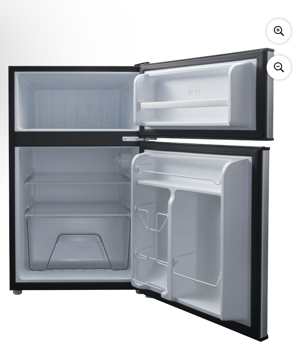 Galanz 3.1 Cu Ft Mini Fridge with Freezer – Stainless Steel, Energy Star, Two-Door Compact Refrigerator
