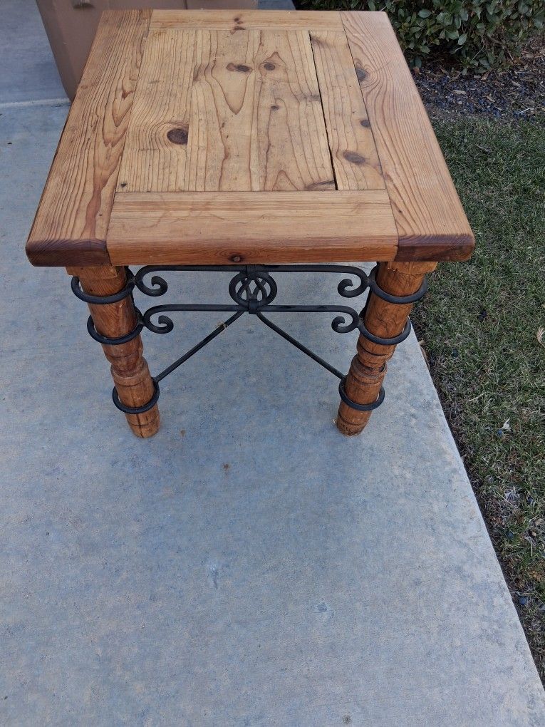 Wood And Wrought Iron End Table . Sturdy