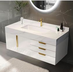 Brand new sealed box 36 inch Floating Bathroom Vanity with Single Sink, Modern Sintered Stone Top, Ample Storage for Small Bathroom, White