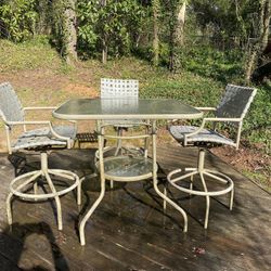 Tall Outdoor Table with 3 Chairs – Casual Dining Set