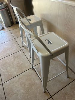 White Metal Bar Stools Set of 2