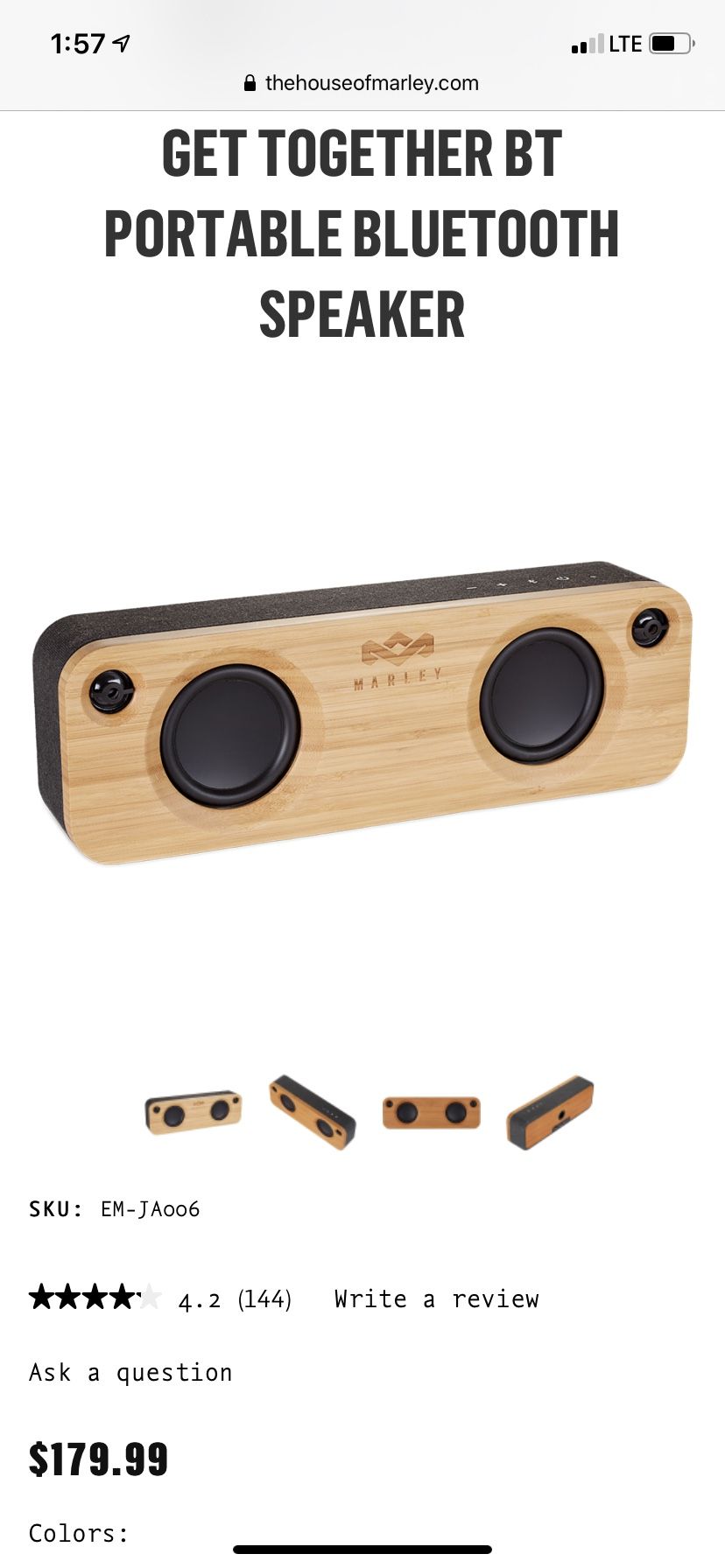 House of Marley Get Together Bluetooth Speaker