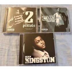 CD Lot of 3 Rap Hip-Hop Cds - 2 Pistols - Nelly - Sean Kingston Very Good - Music Genre CDs Lot