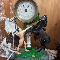 Vintage Metal Horse Mantle Clock- Located In Shelton 