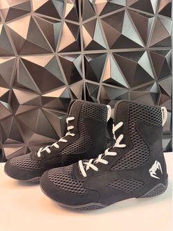 Venum Unisex High-Top Boxing Shoe, Black White, 9 US Men -NEW (1254/🏡)