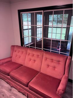 Vintage Mid-Century Style 3-Seat Sota - Salmon/Rust Velvet - Excellent Condition