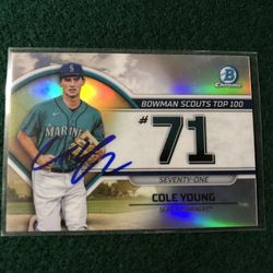 Cole Young Rookie Card Auto In Person