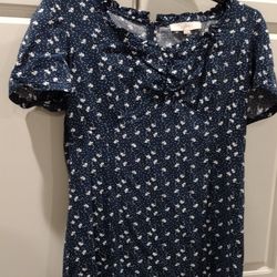 DRESS - NAVY BLUE/WHITE Floral