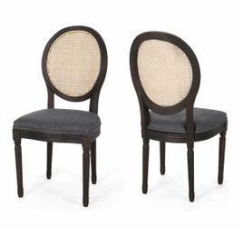 GDFStudio Wooden Dining Chairs with Cushions (Set of 2), Charcoal, Natural, and Black