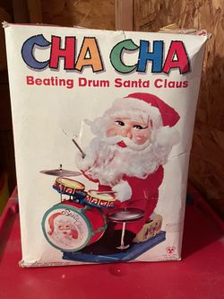 Cha Cha Beating Drum Santa Claus Vintage 