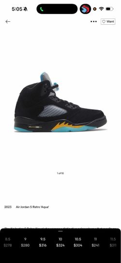 Jordan 5 aqua size 10.5