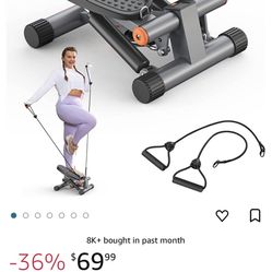 Niceday Steppers For Exercise, Stair Stepper With Resistance Bands, Mini Stepper With 300LBS Loading Capacity, Hydraulic Fitness Stepper With LCD Moni