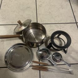 Vintage Japan Fondue Pot Stainless Steel