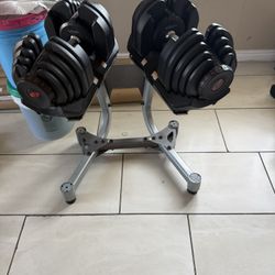Bowflex adjustable weights 5-90lbs plus stand 