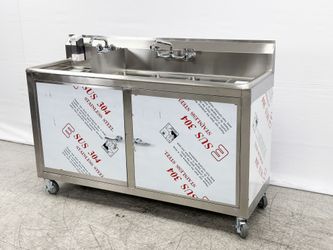 64 ins Portable Food Truck Station 4 compartment sink PO60-4
