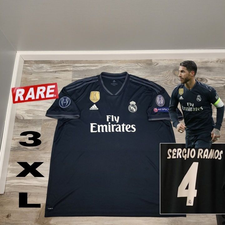 Adidas Real Madrid CF Sergio Ramos #4 18/19 Away Jersey Rare 3XL 