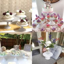 3 Pcs Cake Stand, Cake Pop Stand Set Of Disc Diameter 8" 10" 12" H7