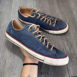 Converse Men CTAS Ox Buck Leather Sz 10.5 Sneakers Shoes Navy Low Top